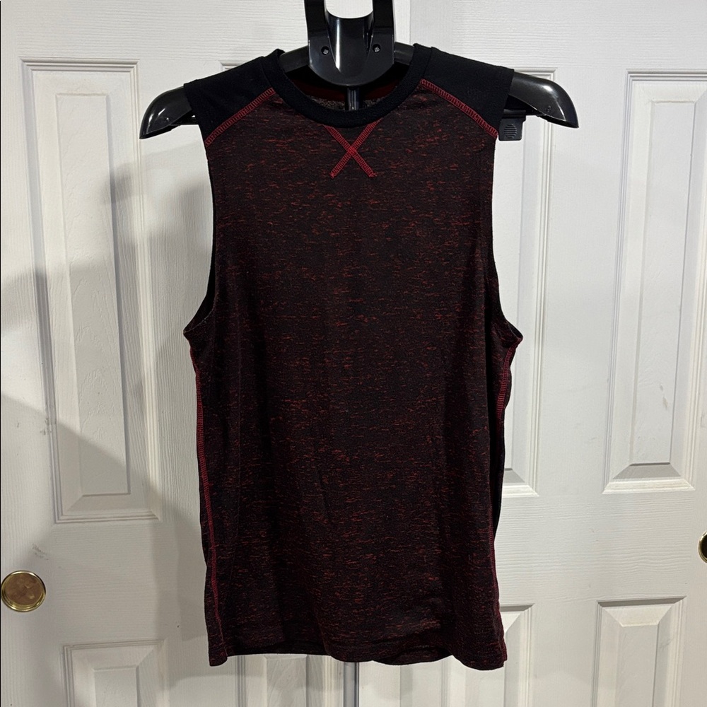 Men's Black and Red Sleeveless Tank Top